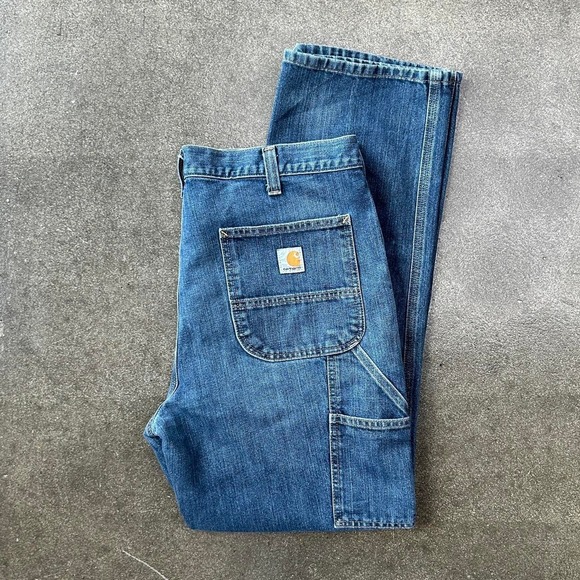 Vintage Y2K carhartt dark wash carpenter men's size 38 x 31 denim jeans - Picture 1 of 5